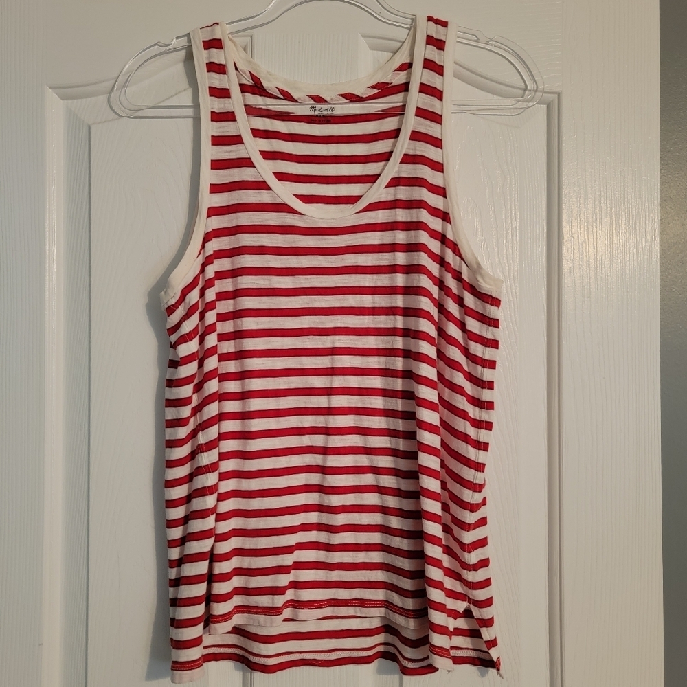 Madewell Red and White Striped Tank Top